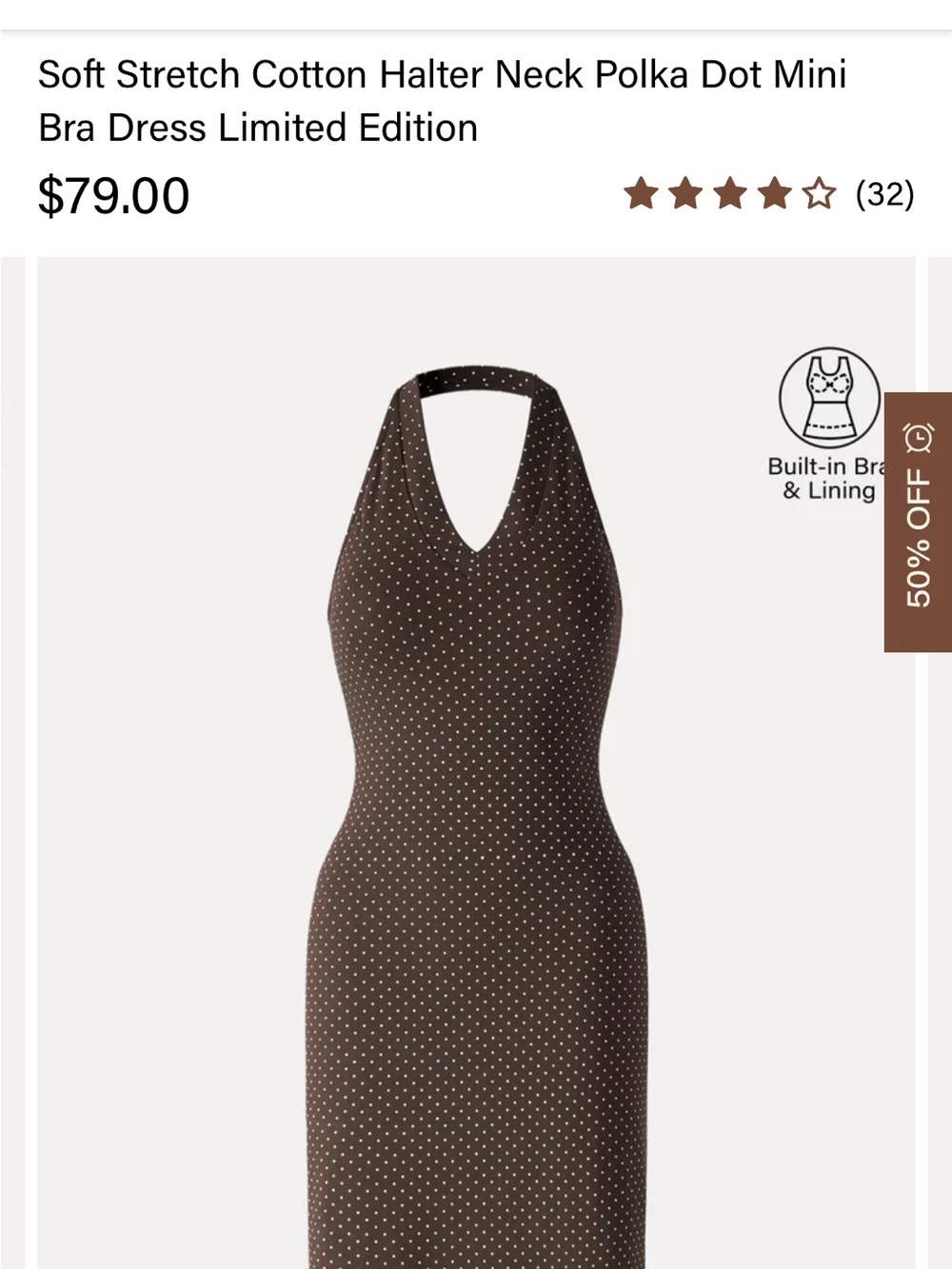 OGL Brown Polka Dot Backless Halter Mini Dress